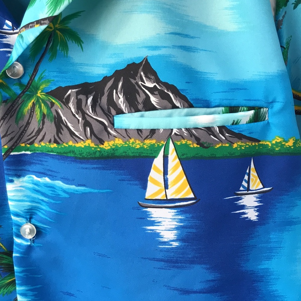 Vtg 70s Kai Nani Hawaiian Made Aloha Shirt, Medium View 4